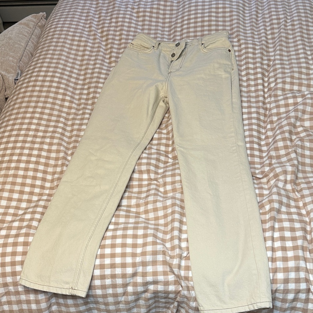 Reformation Cynthia High Rise Straight Jeans in Bone